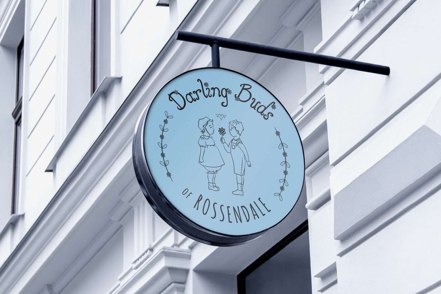Darling Buds of Rossendale hanging shop sign